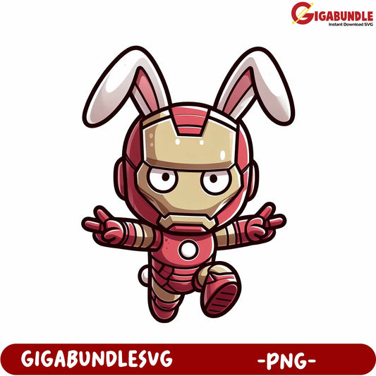 Cute Iron Bunny Character PNG for Fun Designs and Crafts