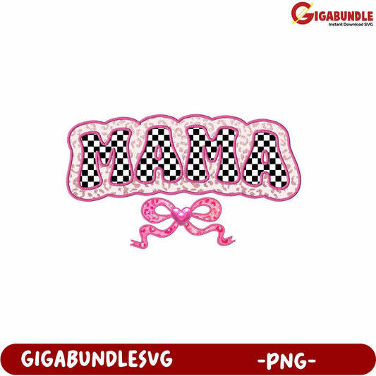 Cute Mama Graphic Design with Bow PNG for Crafts and Projects