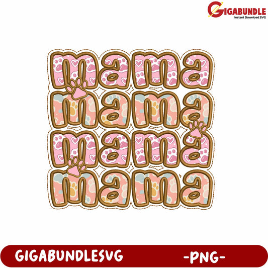 Cute Mama Pattern Design in Colorful PNG Format for Crafts and Projects