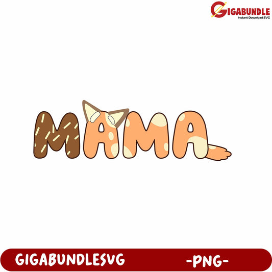Cute Mama Text Design with Adorable Colors - PNG Download