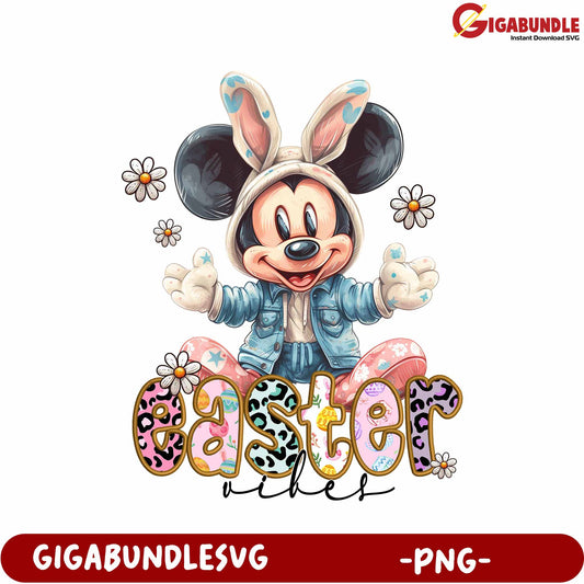 Cute Mickey Mouse Easter Vibes PNG for Spring Celebrations