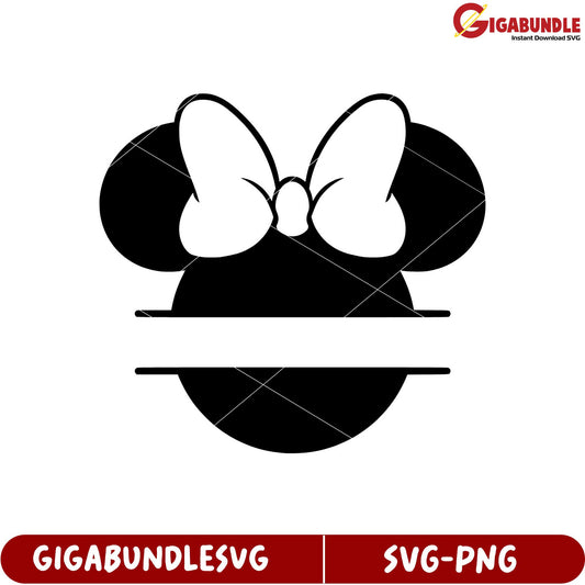 Cute Mouse Head with Bow SVG Design for Crafts and Decoration