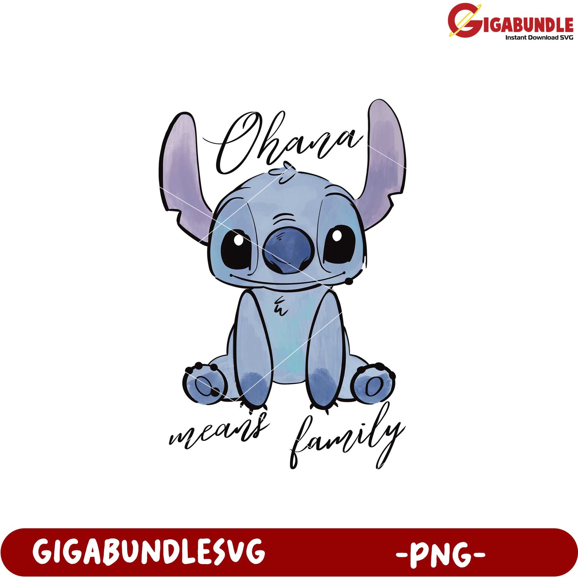 Cute Ohana Means Family Character PNG Downloadable Art