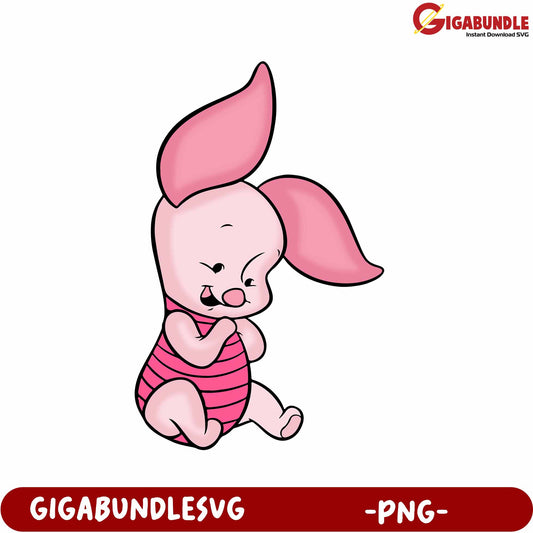 Cute Pink Piglet Character PNG for Kids' Crafts and Designs