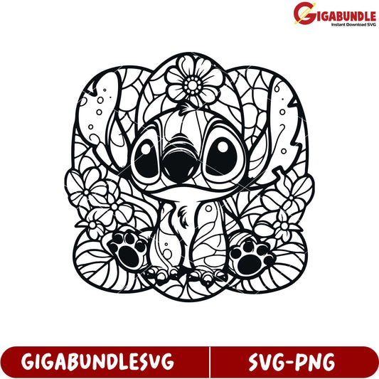 Cute SVG Art of Adorable Character Surrounded by Flowers and Leaves