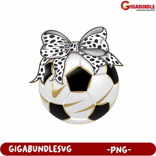 Cute Soccer Ball with Bow Graphics PNG for Personal Use and Crafts