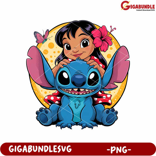 Cute lilo and stitch design png, adorable disney characters png, lilo and stitch cartoon png