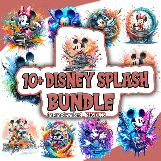Mickey And Minnie Mouse Splash And Watercolor Bundle Png