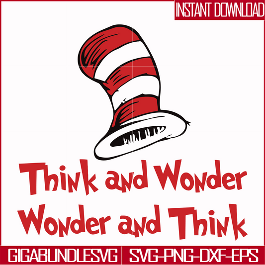 DR000136-Think and wonder wonder and think svg, png, dxf, eps file DR000136