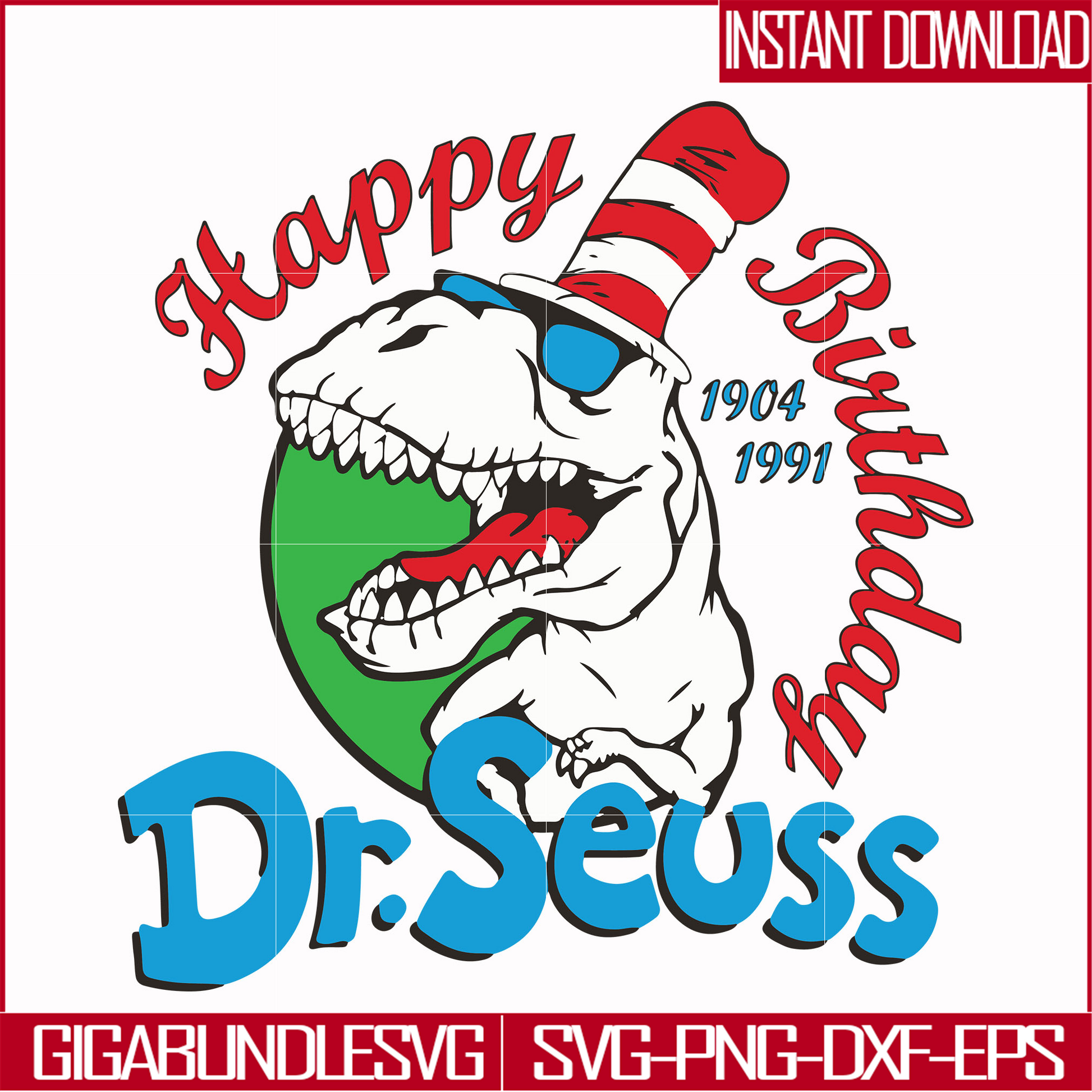 DR00016-Happy birthday Dr.Seuss svg, png, dxf, eps file DR00016