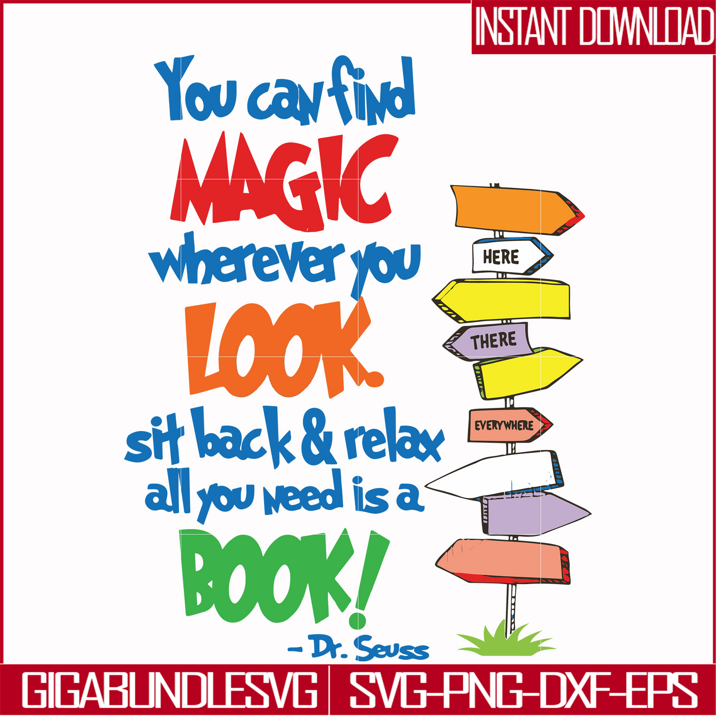DR00021-You can find magic wherever you look sit back & relax all you need is a book svg, png, dxf, eps file DR00021