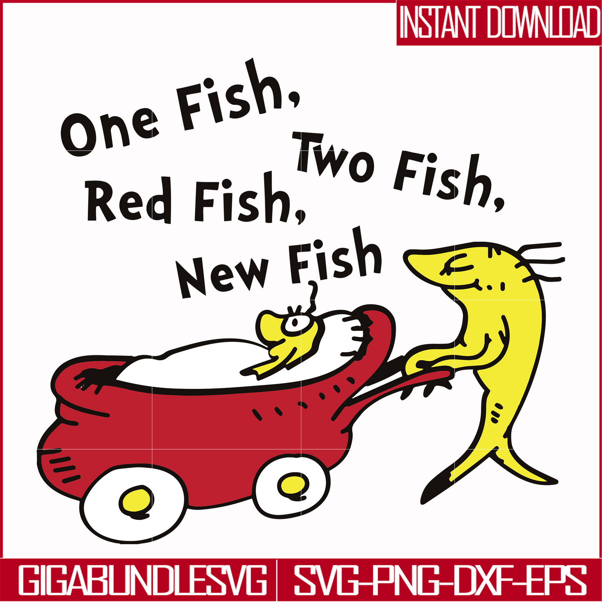 DR00037-One fish two fish red fish new fish svg, png, dxf, eps file DR00037