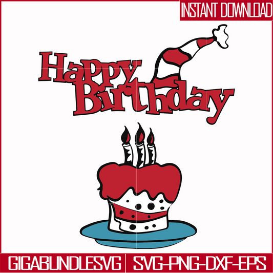 DR00045-Happy birthday svg, png, dxf, eps file DR00045