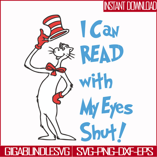 DR00054-I can read with my eyes shut svg, png, dxf, eps file DR00054