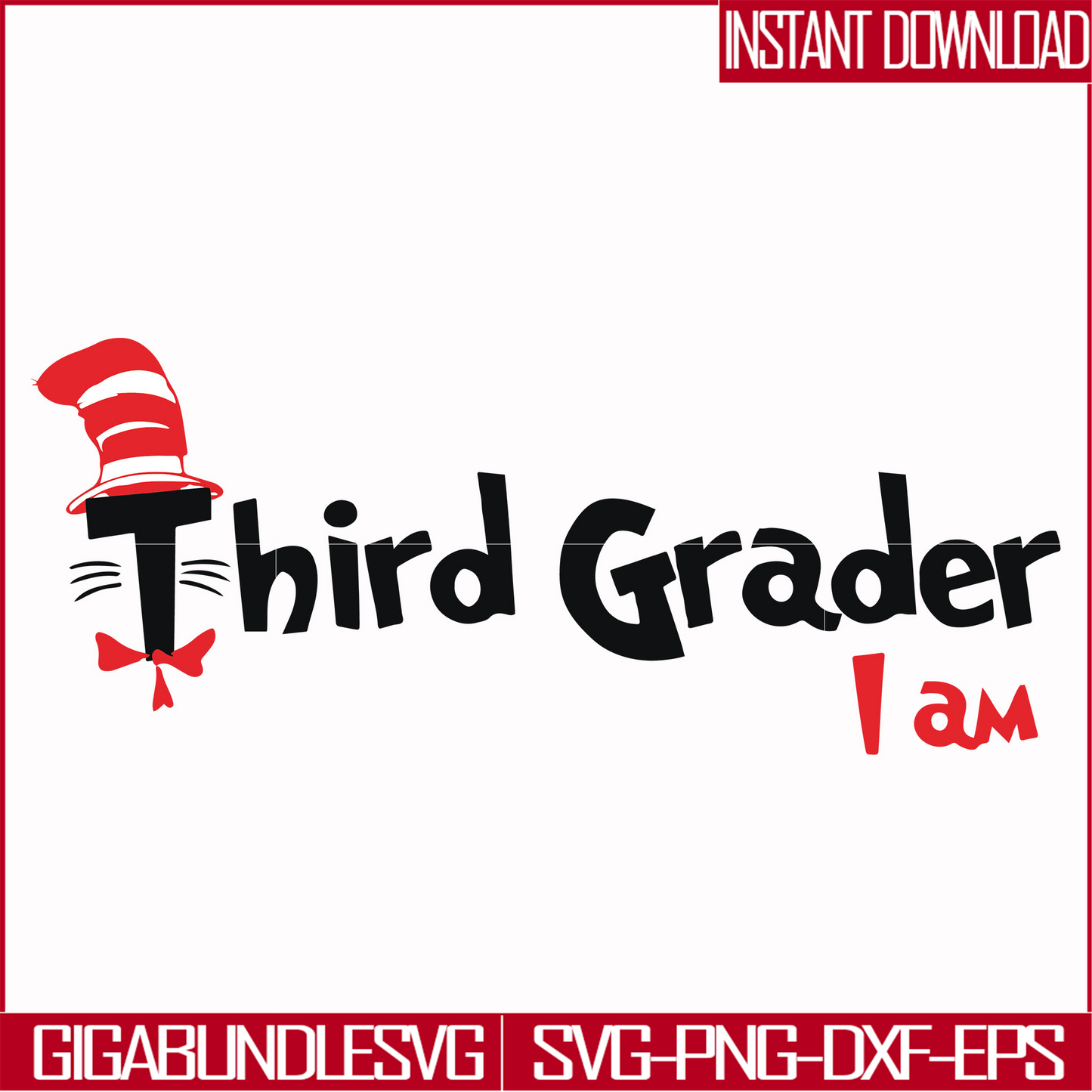 DR00066-Third grader I am svg, png, dxf, eps file DR00066