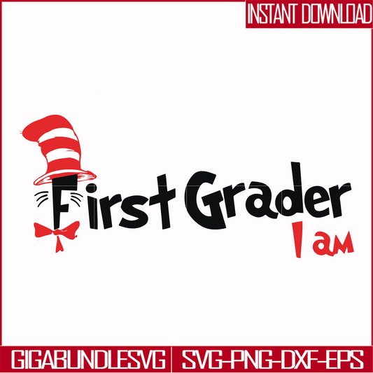 DR00068-First grader I am svg, png, dxf, eps file DR00068