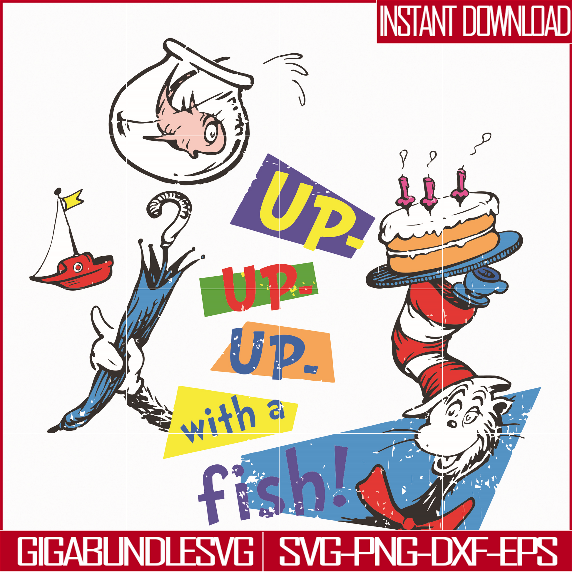 DR05012126-Up up up with a fish svg, The cat in the hat svg, dr svg, png, dxf, eps file DR05012126