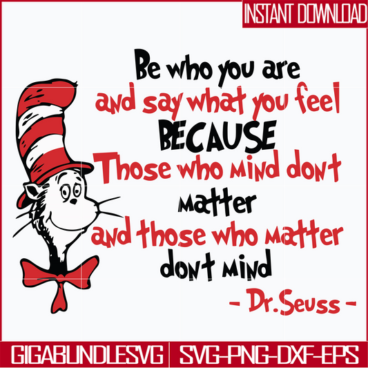DR05012141-Be Who You Are And Say What You Feel Svg, Dr Seuss Svg, png, dxf, eps file DR05012141