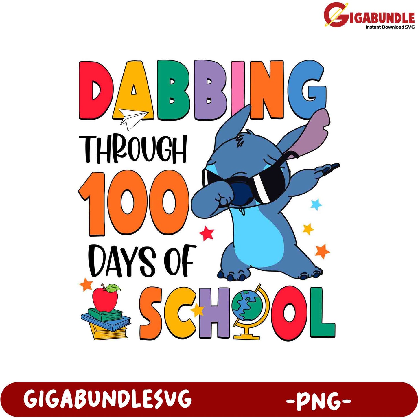 Dabbing Through 100 Days of School PNG Design for Kids