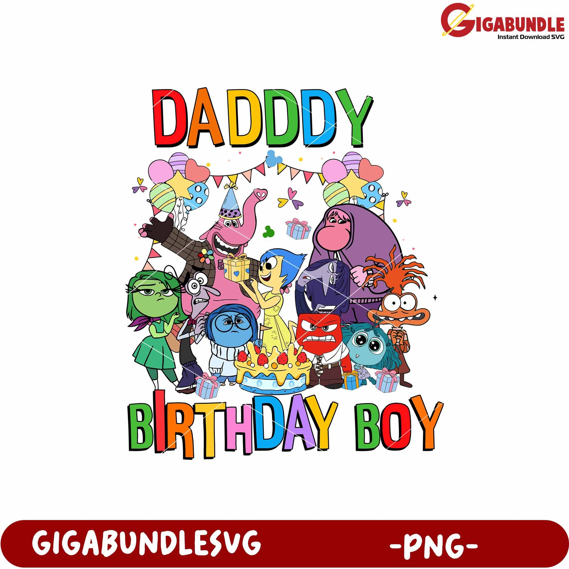 Daddy inside out birthday png, inside out disney png, birthday daddy png