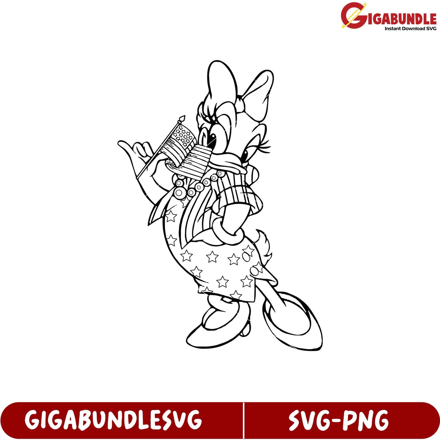 Daisy Duck American Flag Outline SVG for Creative Projects and Crafts