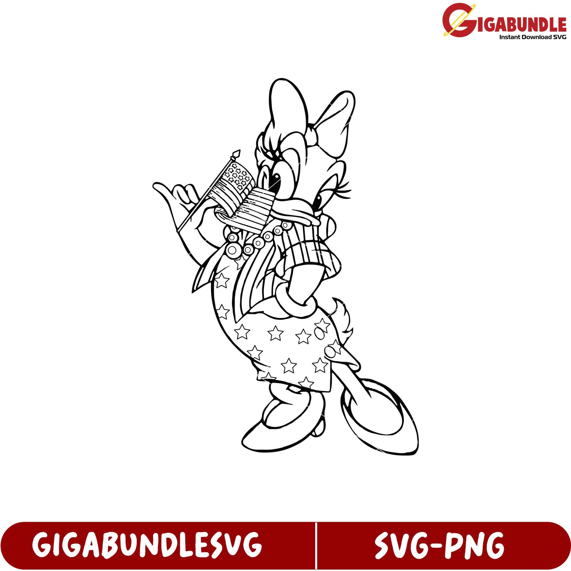 Daisy Duck American Flag Outline SVG for Creative Projects and Crafts