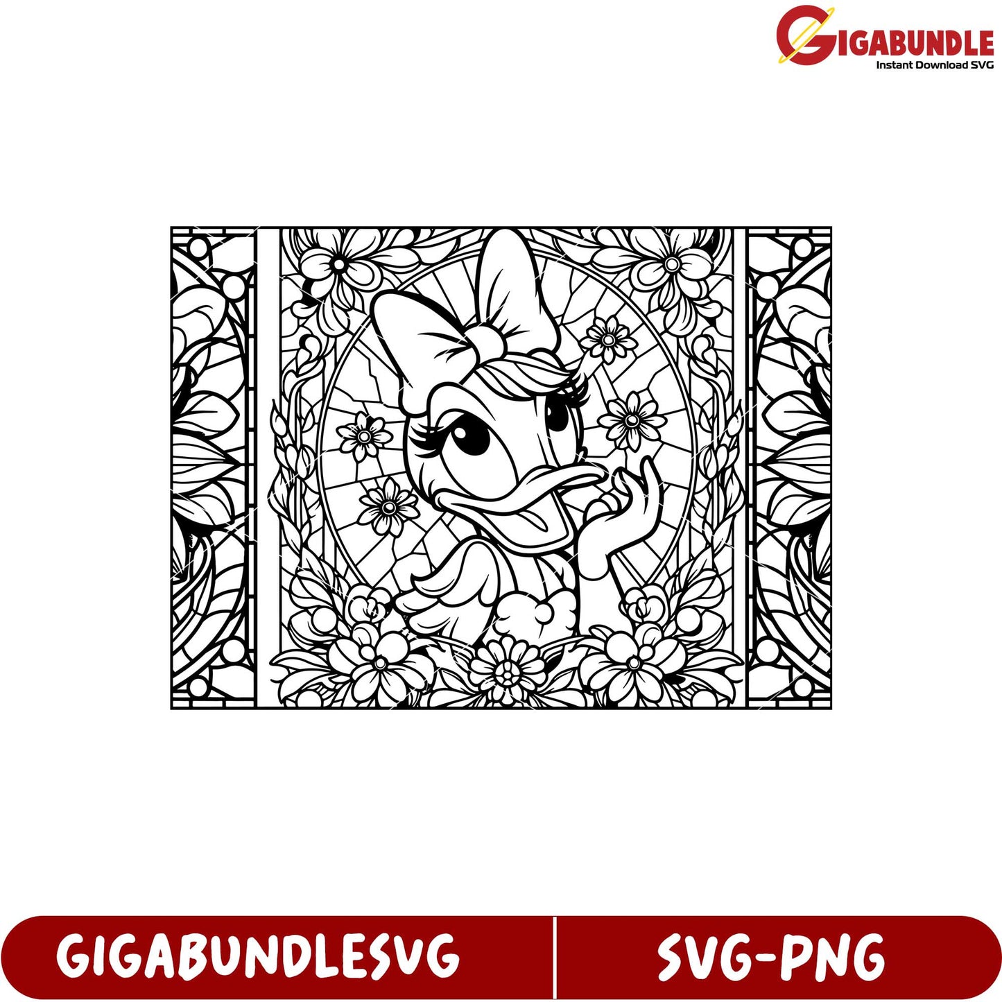 Daisy Duck Floral SVG Artwork for Crafting and Coloring Projects