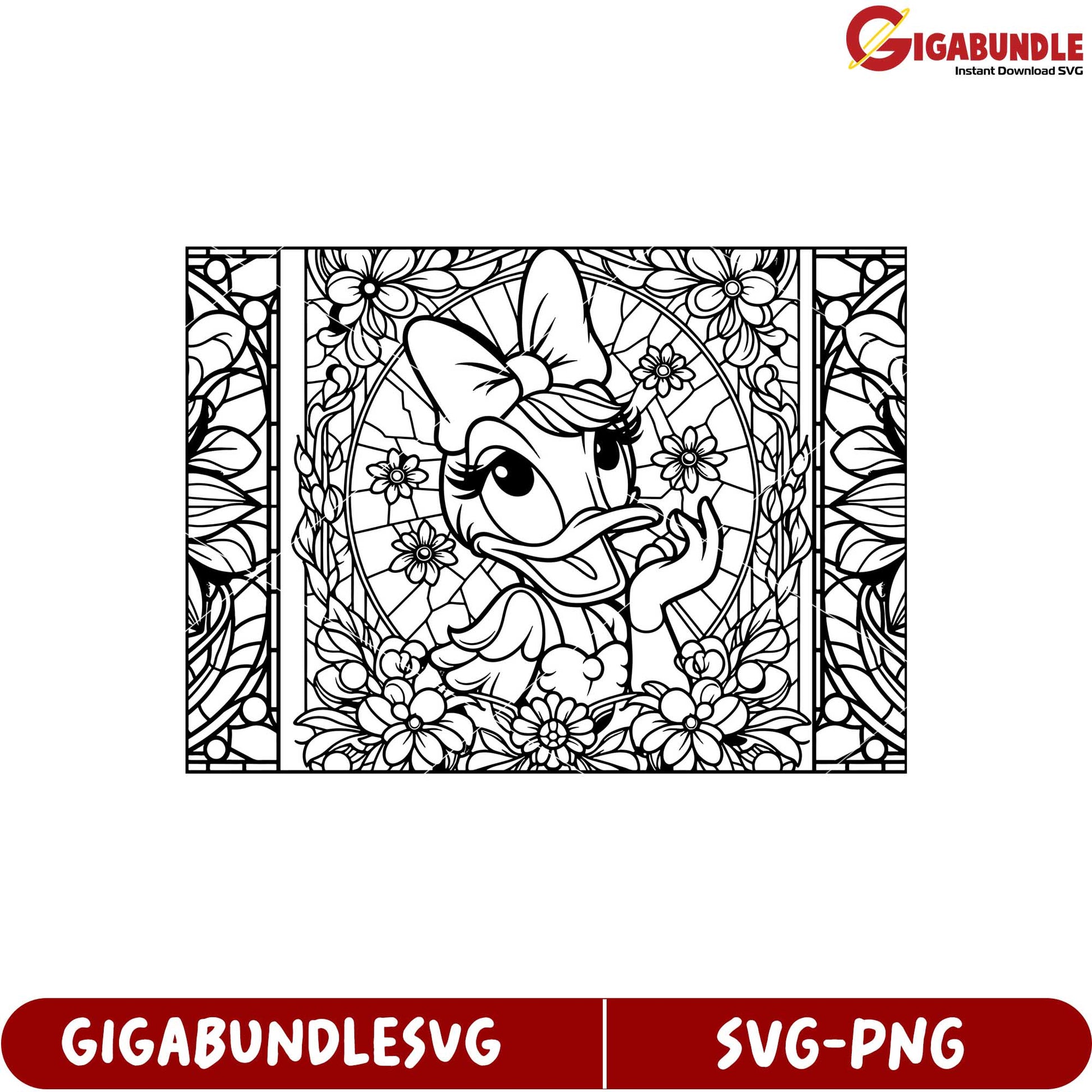 Daisy Duck Floral SVG Artwork for Crafting and Coloring Projects