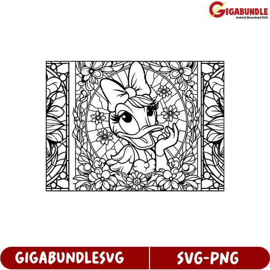 Daisy Duck Floral SVG Artwork for Crafting and Coloring Projects
