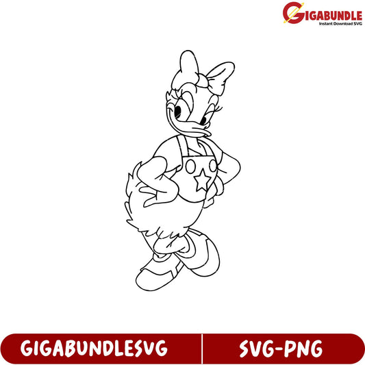 Daisy Duck Fun SVG Cut File for Crafting and Coloring Projects
