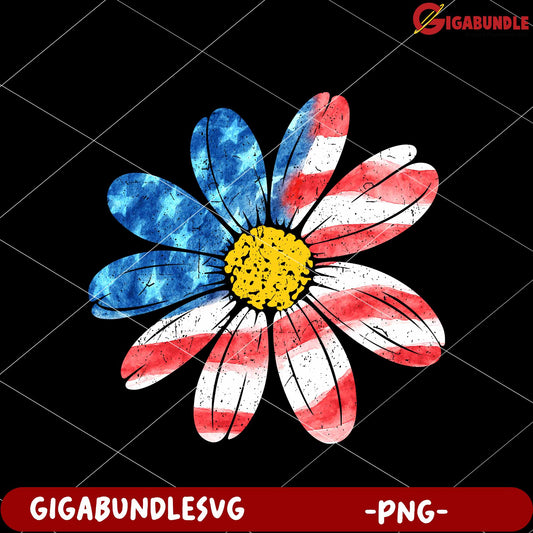 Daisy usa flower png, american flag flower png, red white blue daisy png