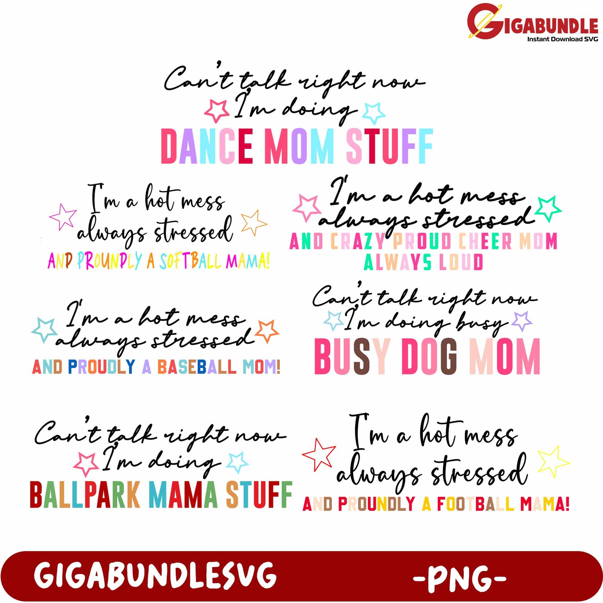 Dance Mom and Busy Dog Mom PNG Designs for Moms and Sports Lovers