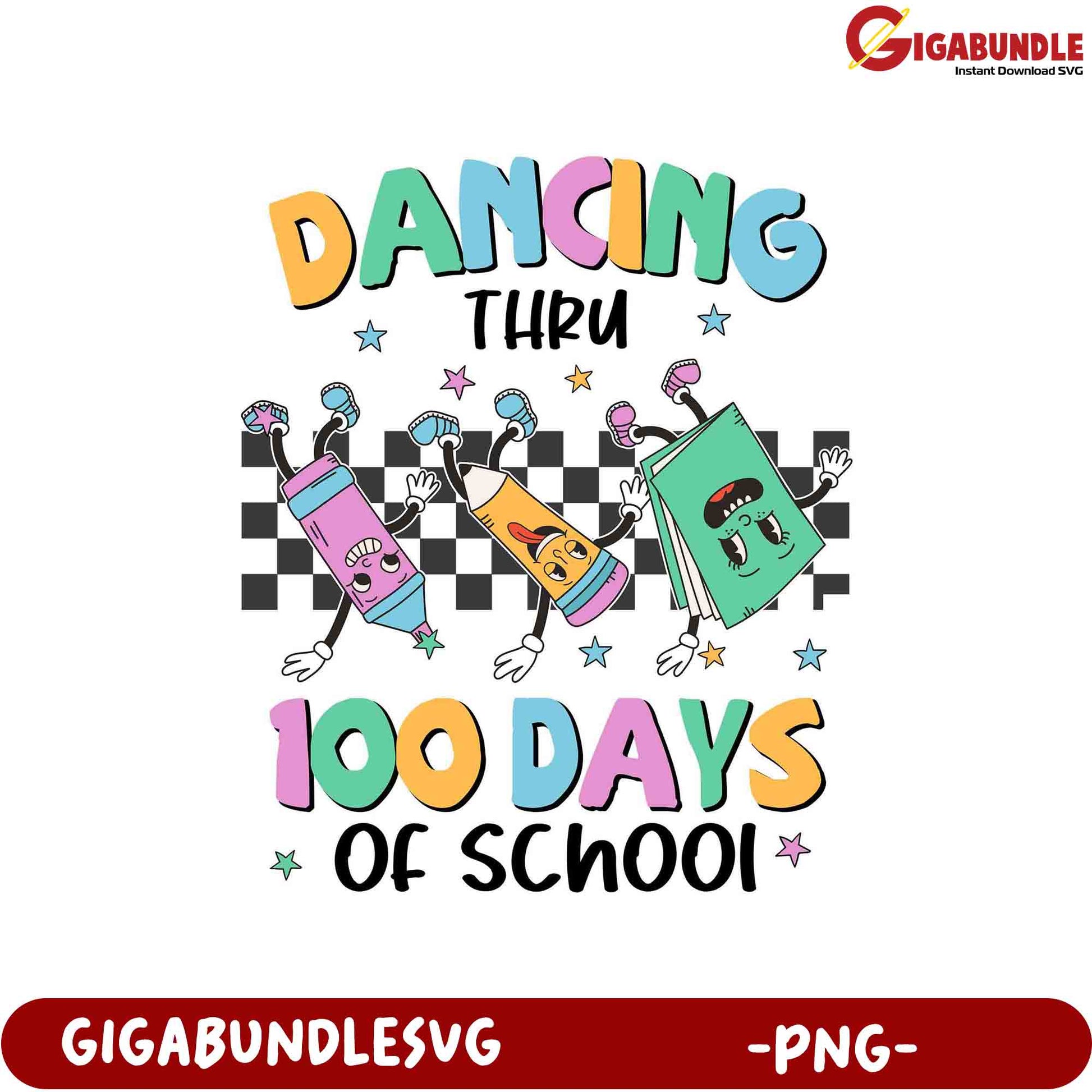 Dancing Through 100 Days of School PNG Design