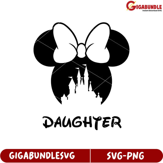 Daughter Theme Park Castle Bow Design SVG for Crafting Projects