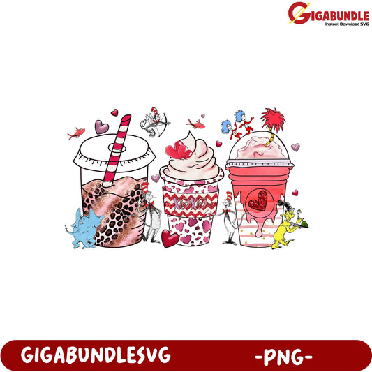 Delicious Cartoon Milkshake and Cupcake PNG Design