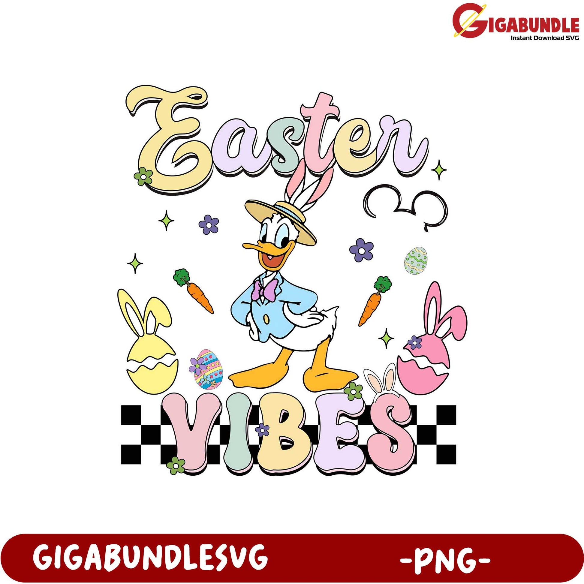 Delightful Easter Vibes PNG with Cartoon Duck and Eggs Design