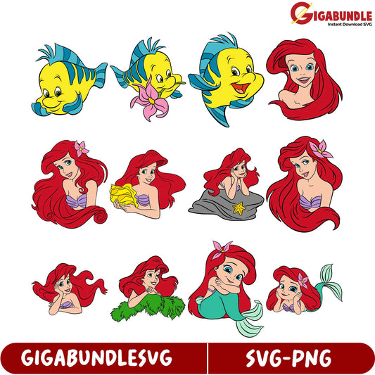 Disney-Inspired Ariel SVG Bundle Engaging 10 Unique Designs