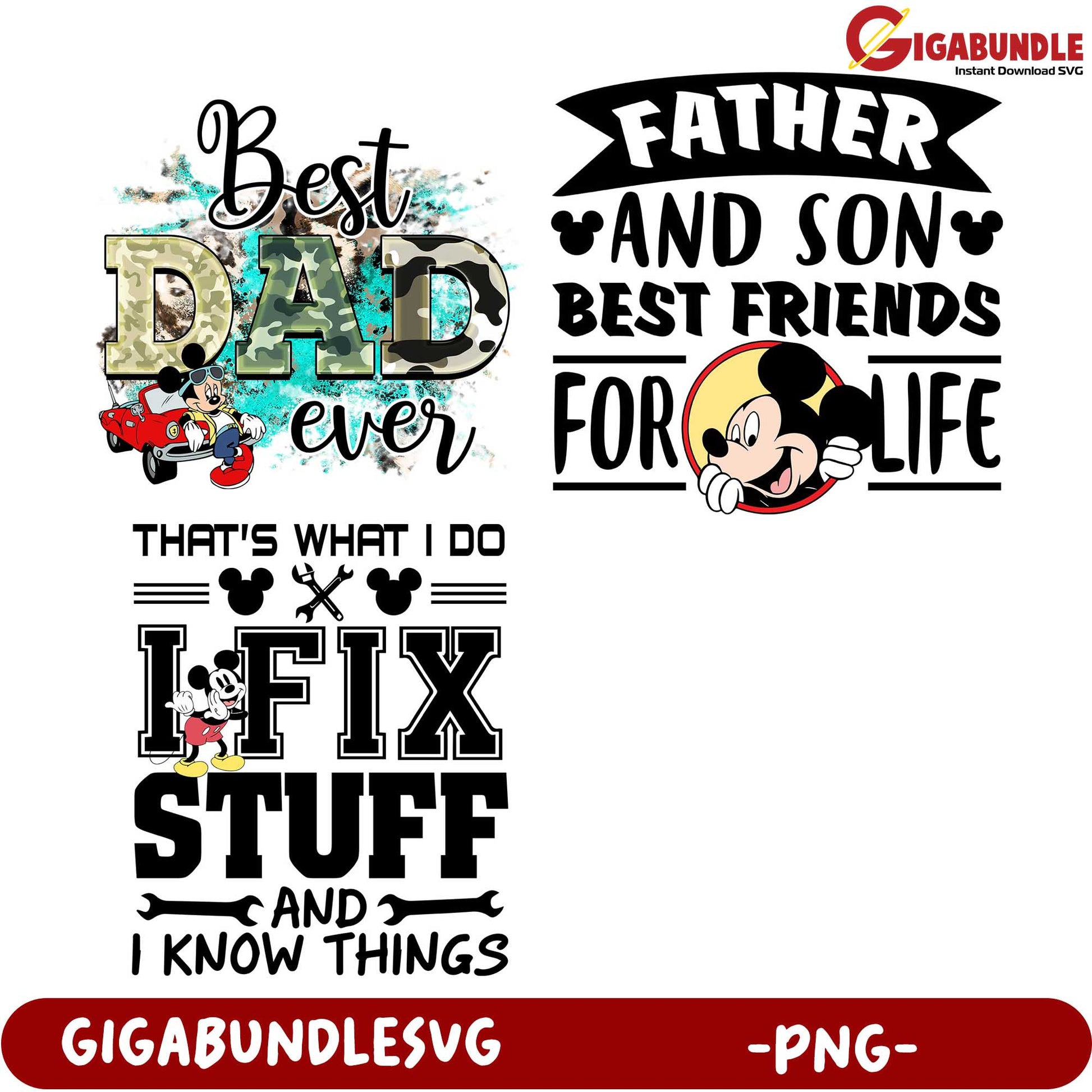 Disney-Inspired Best Dad Ever PNG Bundle for Father-Son Fun