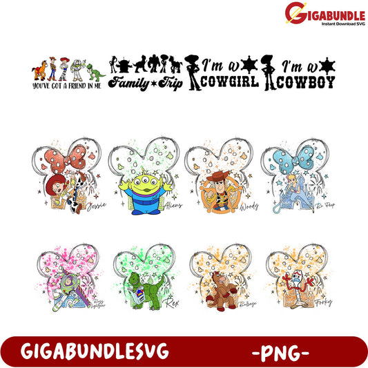 Disney-Inspired Family Trip PNG Bundle for Cowgirl & Cowboy