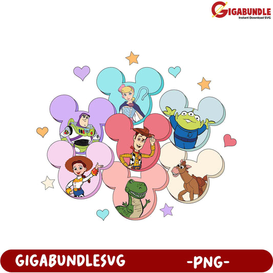 Disney-Inspired PNG Clipart Toy Story Characters in Fun Mickey Shapes