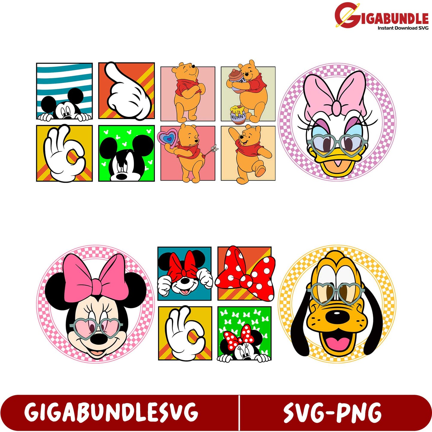 Disney-Inspired SVG Bundle Mickey, Minnie, Pooh & Friends