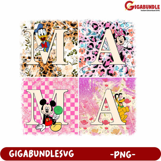 Disney-Themed Letter Art Collection in PNG Format - Gigabundle
