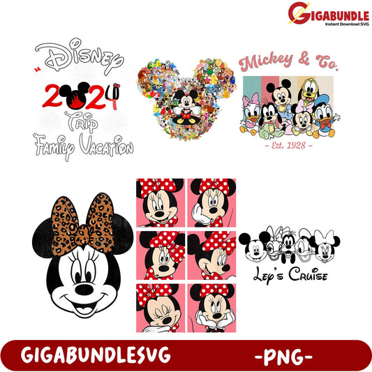 Disney 2024 Family Vacation PNG Bundle – Mickey & Minnie Designs