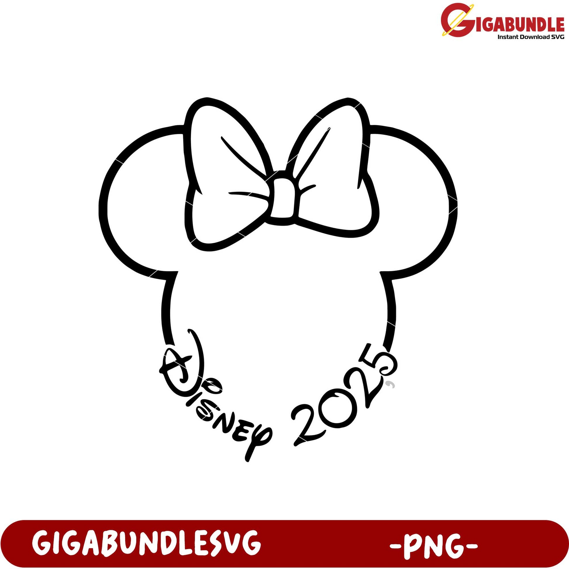 Disney 2025 Minnie Mouse Bow PNG Clipart Design Image