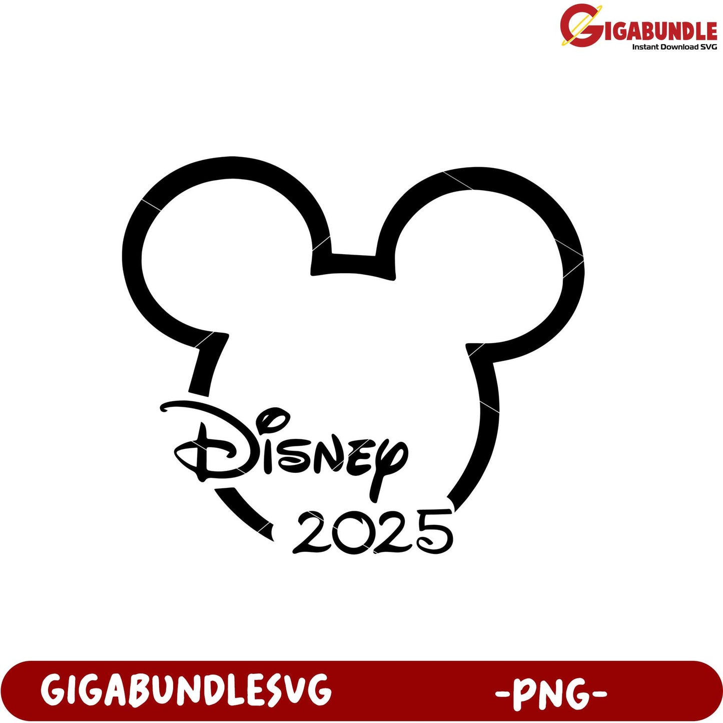 Disney 2025 Mouse Ears Icon PNG Design Downloadable File