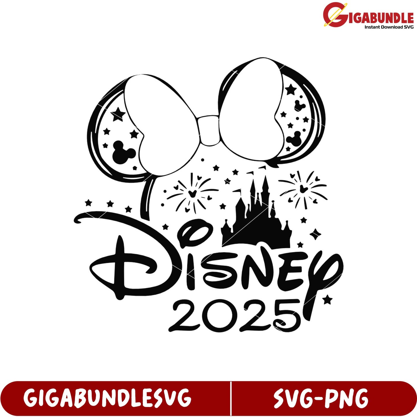 Disney 2025 SVG Design with Bow and Castle Graphic for Celebrations