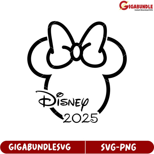 Disney 2025 SVG Design with Iconic Minnie Mouse Bow for Crafts