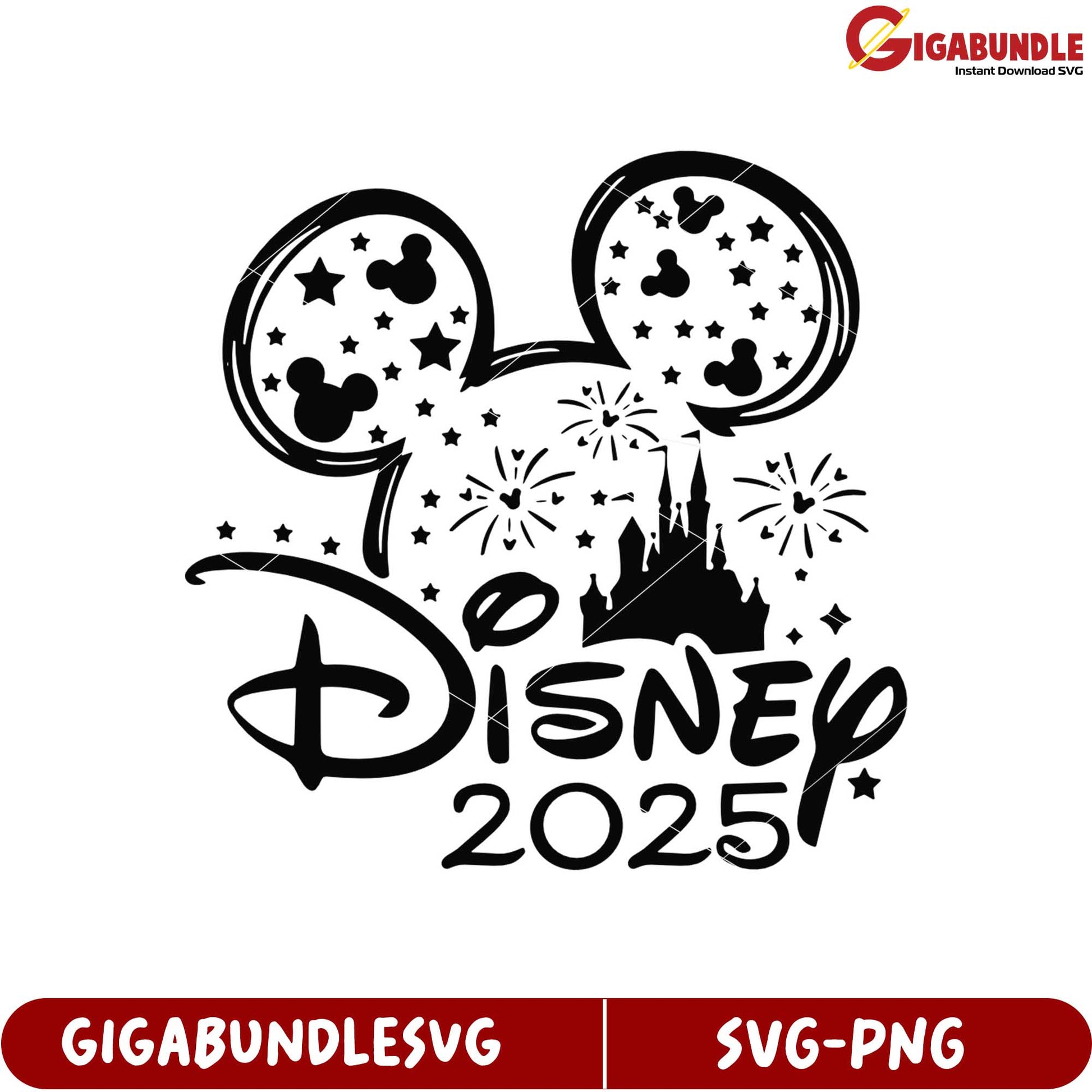 Disney 2025 SVG Design with Mouse Ears and Castle for Celebrations