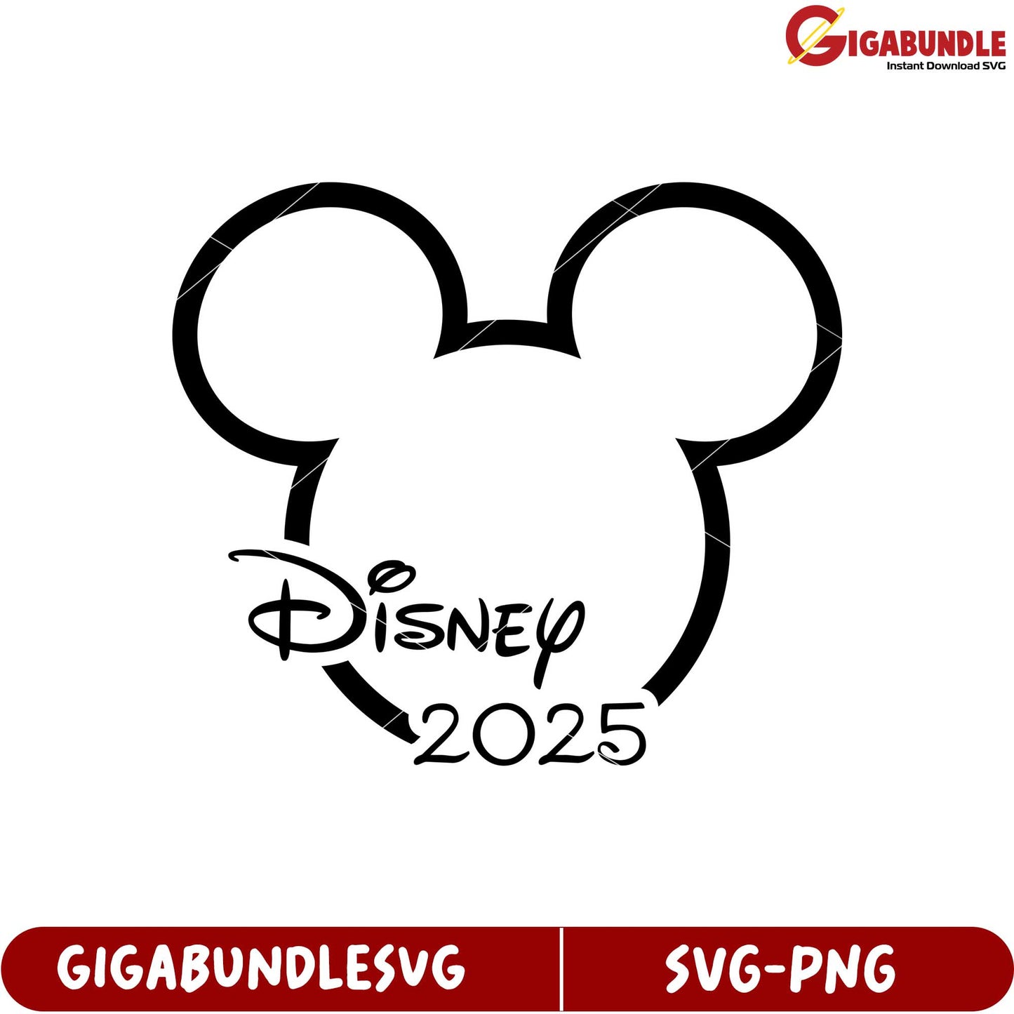 Disney 2025 SVG File Mickey Mouse Outline Design for Crafts and Projects