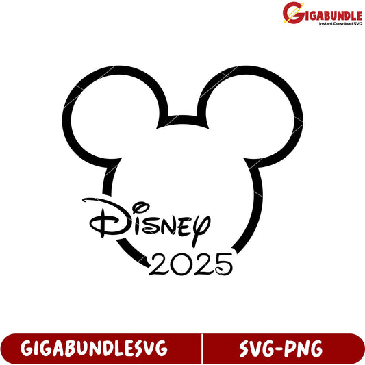 Disney 2025 SVG File Mickey Mouse Outline Design for Crafts and Projects